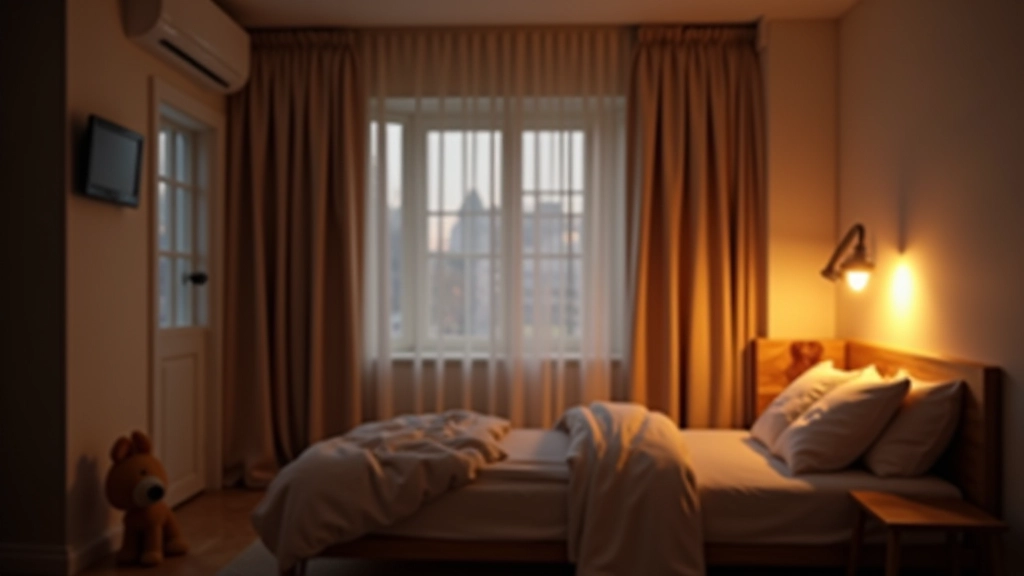 Bedroom corner with layered lighting including ceiling fixture, bedside lamp, and wall-mounted accent light creating warm ambiance