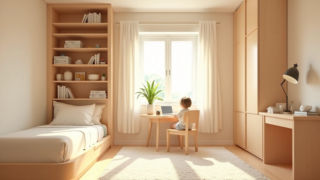 Modern child's bedroom with built-in storage and safety features
