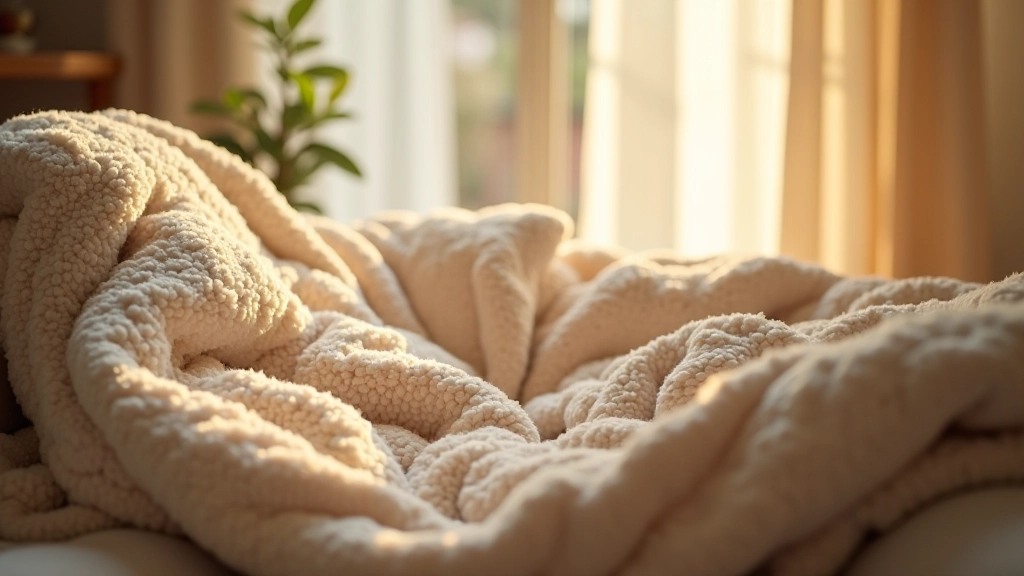 Close-up of comfortable seating with soft textures and warm natural lighting in a home relaxation area