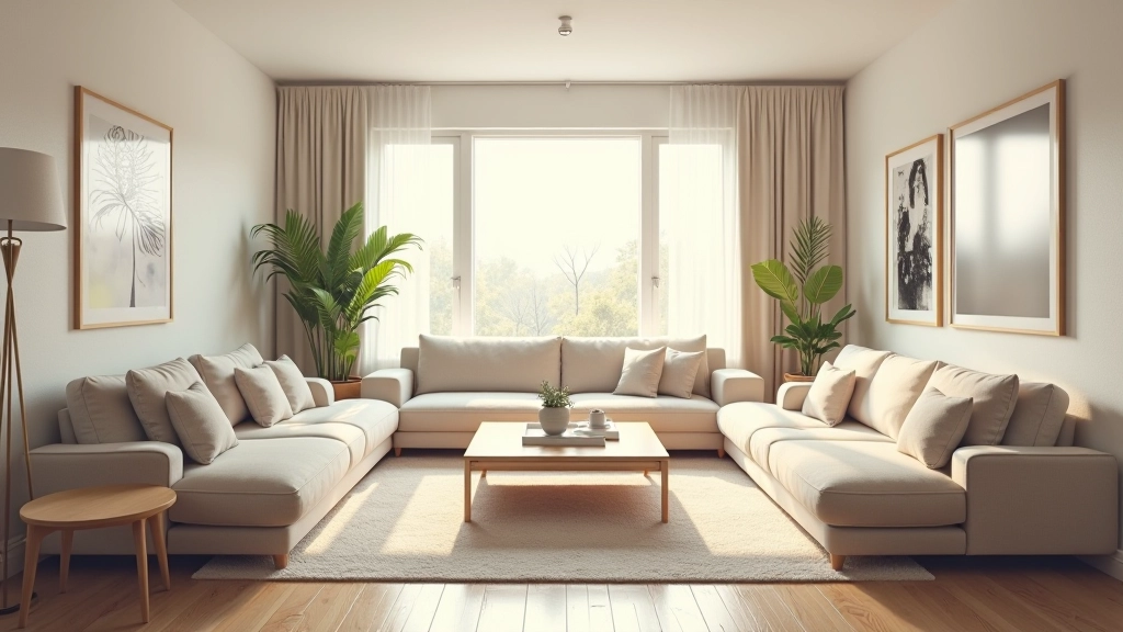 Bright living space with modular furniture arranged for flexible use, showing storage solutions and open floor plan design